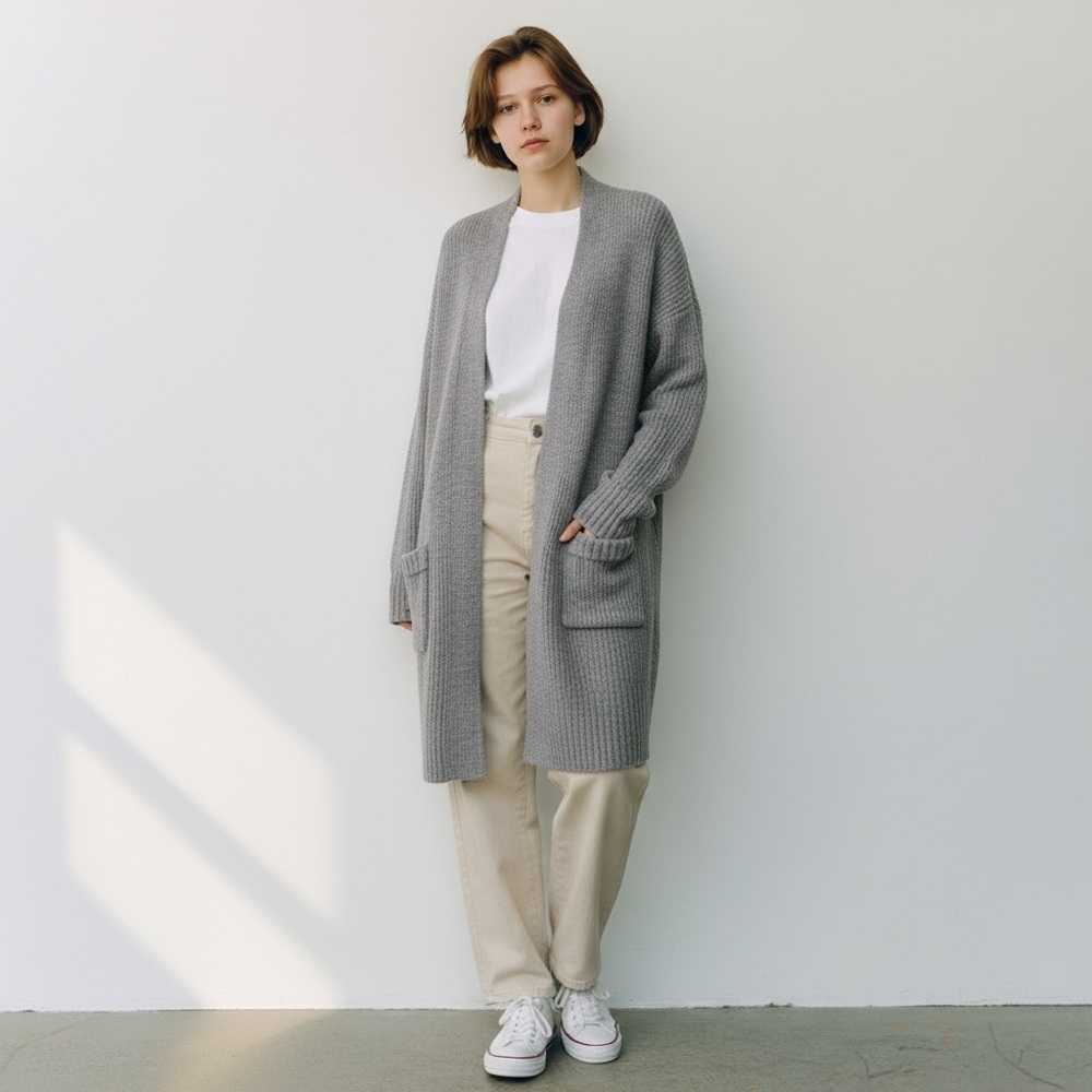 Barefoot Dreams CozyChic Lite Long Cardigan Gray Size M